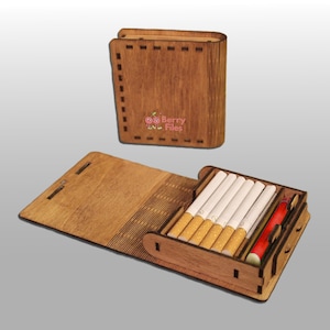 Lasergesneden sigarettenkoker Svg Box sjabloonbestanden Glowforge-bestanden Dxf Box-bestanden XTool Lightburn voor hout lasersnijden direct downloaden