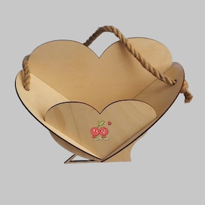 Cesta de flores de coração Arquivo Svg Arquivos de caixa de corte a laser Planos Dxf Cnc Glowforge XTool Lightburn para corte a laser