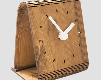 Horloge de bureau découpée au laser Fichier SVG DXF CDR | Glowforge, Xtool, téléchargement immédiat
