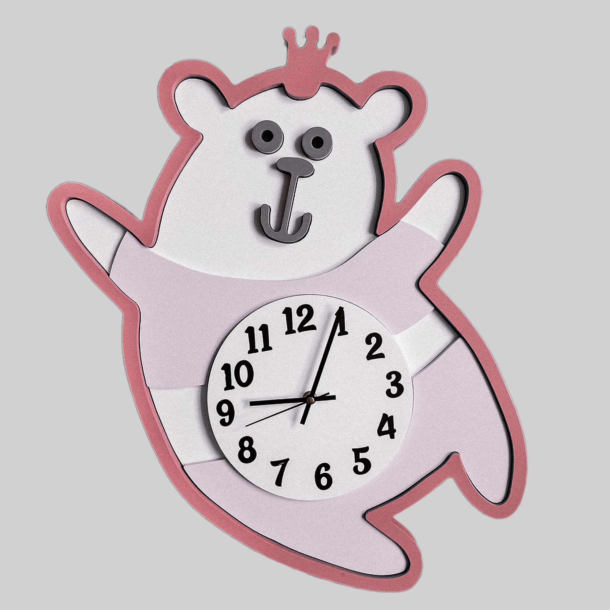 Laser Cut Bear Clock File Kids Room Wall Clock CNC Glowforge Xtool