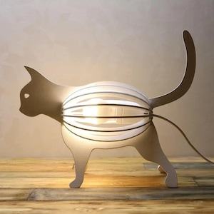 File di lampada a forma di gatto tagliata al laser, file di luce notturna Glowforge Xtool SVG DXF CDR