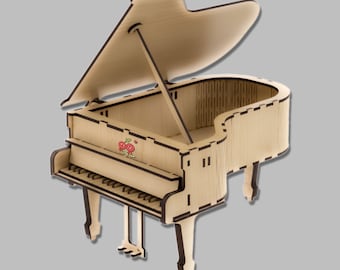 Fichiers Svg pour piano à queue découpés au laser Fichier Dxf 3 mm Jouets en bois Coffret cadeau Glowforge XTool Lightburn