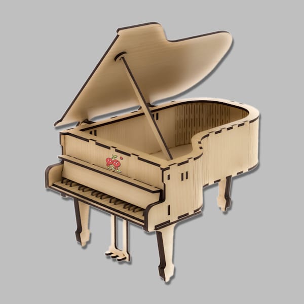 Laser Cut Grand Piano Box Svg Files 3mm Dxf File Wooden Toys Gift Box Glowforge XTool Lightburn