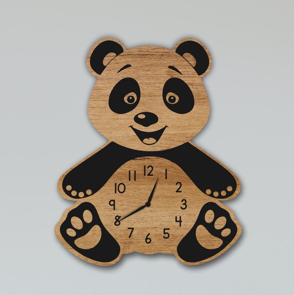 Laser Cut Teddy Bear Clock File Kids Wall Clock DXF, SVG, CDR
