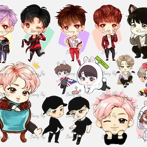 BTS PNG-bundel KPOP Stickers BTS Png voor sublimatie BTS Tumbler BTS Clipart transparante achtergrond KPOP-afbeeldingen BTS-T-shirt afdrukbare