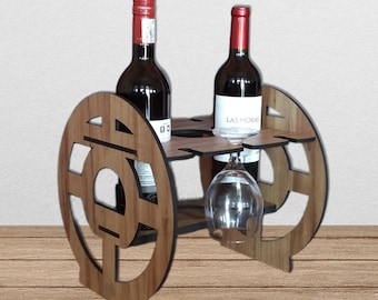 Laser Cut Wine Holder SVG Wine Box DXF Laser Cut Files Wine Organizer File Glowforge, CNC, XTool, Lightburn