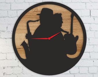 Laser Cut Jazz Musik Uhr SVG, Glowforge CNC-Dateien (Digitaler Download)