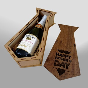 Caixa de Garrafa de Vinho Svg Dia dos Pais Svg Arquivos de Corte a Laser Arquivos Dxf Glowforge XTool Lightburn Para Corte a Laser de Madeira 3 mm 1/8 polegada