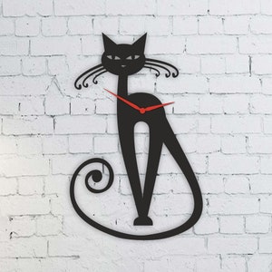 Decorative Cat Wall Clock Laser Cut File CNC Glowforge Xtool DXF SVG Files