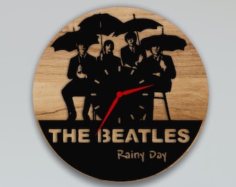 Découpez le fichier d'horloge murale des Beatles au laser DXF, SVG, fichiers CDR pour la découpe laser