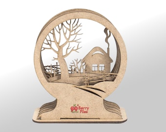 Laser Cut Multilayer Decor Svg 3mm 1/8 inch Night Light Files Christmas Lamp Dxf File Glowforge Files XTool Lightburn For Wood Laser Cutting