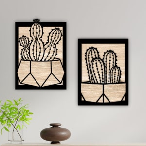 Archivos de cactus cortados con láser para decoración de pared, hogar y Glowforge Xtool Cnc, archivos DXF, SVG y CDR para corte láser.