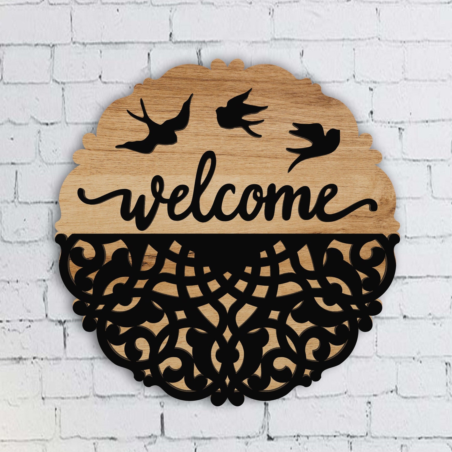 Laser Cut Welcome Door Sign Svg Files Door Hanger Dxf Cnc Glowforge ...