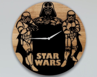 Laser Cut Star Wars Darth Vader Wall Clock File DXF, SVG, CDR Files for Laser Cutting
