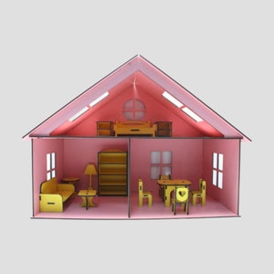Archivos SVG de miniaturas y muebles de casas de muñecas cortados con láser - Modelo de casa de muñecas DXF Glowforge, XTool, Lightburn