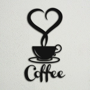 Love Coffee, fichiers Svg découpés au laser Coffee, art mural Dxf, café, dessins Svg pour fichiers muraux Glowforge, XTool, Lightburn, pour la découpe laser du bois