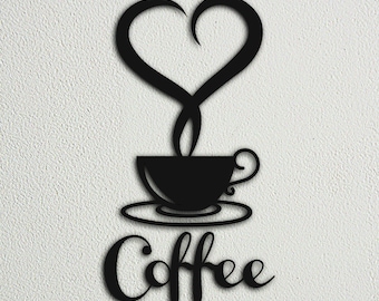 Love Coffee Svg Laser Cut Files Coffee Dxf Wall Art Coffee Svg Designs for Wall Glowforge Files, XTool, Lightburn, For Wood Laser Cutting