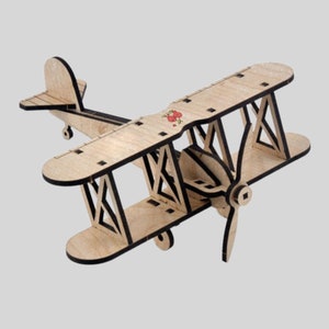 File SVG di aeroplani tagliati al laser, modello DXF laser 3D, modello giocattolo di aeroplani, puzzle Glowforge CNC XTool Lightburn
