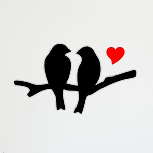 Couple romantique oiseaux sur arbre fichier inséparable panneau métallique Art mural décoration maison Glowforge Xtool Cnc DXF, SVG, CDR pour fichiers de découpe laser