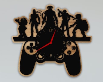 Laser Cut Gamer Clock Svg Files Game Controller Dxf File Home Wall Decor Glowforge Cnc