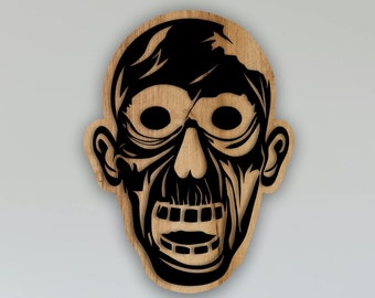 Laser Cut Layered Zombie Head File Halloween Horror Cut Files Glowforge Xtool Cricut Cnc SVG DXF CDR
