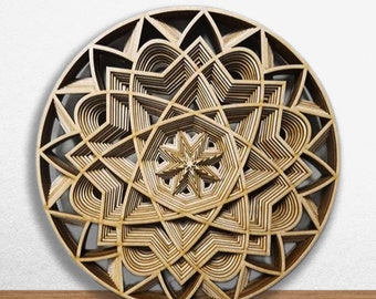 Fichier mandala découpé au laser Art mural Glowforge, fichiers Xtool SVG DXF CDR téléchargement immédiat
