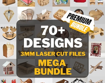 Mega Bundle Designs découpés au laser Projets Glowforge Xtool Cnc 3 mm SVG DXF CDR fichiers de modèle découpés au laser