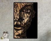 Laser Cut Woman Face Svg Wall Art Files Wall Decor Dxf Glowforge Svg Cricut Files Geometric Panel Svg