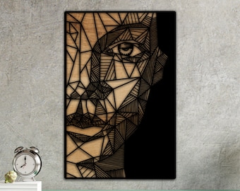 Laser Cut Woman Face Svg Wall Art Files Wall Decor Dxf Glowforge Svg Cricut Files Geometric Panel Svg