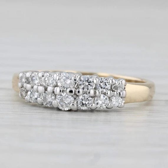 1920s Vintage Diamond Tiered Band 14K Gold,gift for Her,two Tone