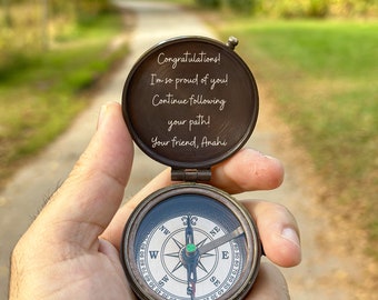 Personalized Compass, Class of 2024, Father Day Gift, Custom Pocket Compass, Gift from Daughter, Engraved Compass, Graduation Gift for Son
