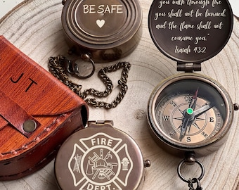 Firefighter Dad, Fathers Day Gift from Daughter, Firefighter Gift, Engraved Compass, Firemen Birthday Gifts, Husband Gift, Dad Compass Gift