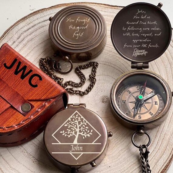 Tree of Life, Brass Compass, Retirement Gift, Father in Law Gift, Custom Gifts Coworker, First Anniversary Gift