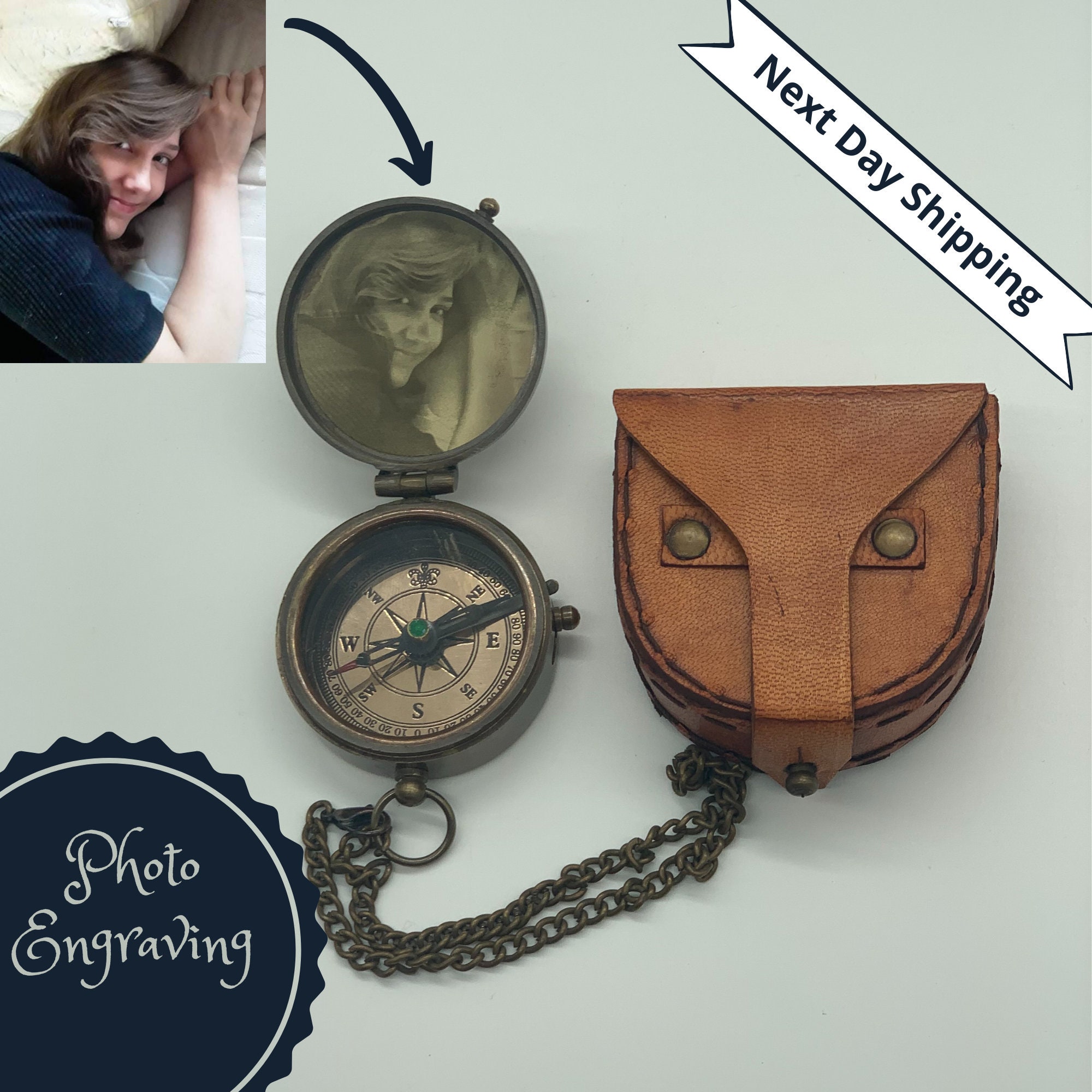 Custom Engraved Photo Compass