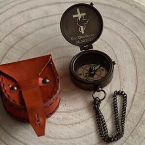 Personalized Gift, Baptism Compass Gift for Son, First Holy Communion Compass, Engraved Compass for Baptized Boy, Gift for Him, Custom