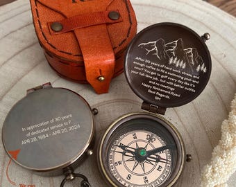 Happy Retirement Gift, Congratulations Retirement Gift, Client Appreciation Gift, Personalized Retirement Gift, Brass Compass Retirement