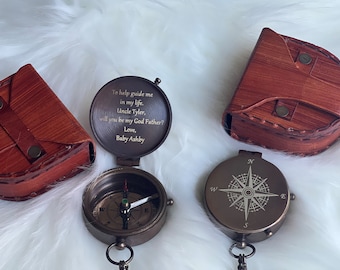 Godfather Gift, Will You Be My Godfather, Gift For Godfather, Personalized Engraving Compass, Baptism Gift, Christmas Gift Godfather