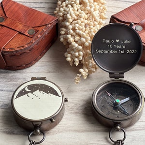 Personalized Engraved Compass, Functional Working Compass, Anniversary Gift, Valentines Day Gift, Christmas Gift, Groomsmen Gift, for Dad