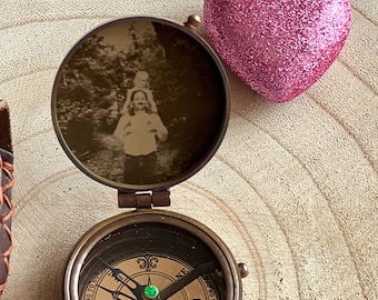 Engraved Photo Compass, Personalized Compass, Engraved Compass, Photo Gift, Fathers Day Gift, Dad Photo Gift, Daddy Birthday Gift, for Dad