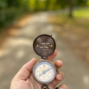 I LOVE YOU MORE Anniversary Gift For Girlfriend For Boyfriend For Wife For Husband First 2nd Anniversary Gift Valentines Gift, Compass Gift