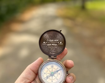 I LOVE YOU MORE Anniversary Gift For Girlfriend For Boyfriend For Wife For Husband First 2nd Anniversary Gift Valentines Gift, Compass Gift