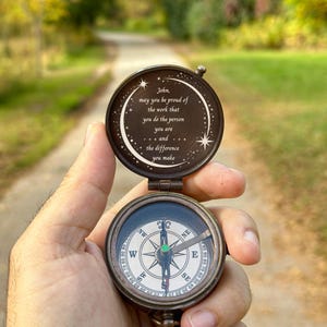Tree of Life, Brass Compass, Retirement Gift, Father in Law Gift, Custom Gifts Coworker, First Anniversary Gift image 3