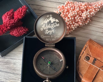 1st Anniversary Gift for Husband, Personalized Gifts for Him, Anniversary Gifts for Boyfriend, Engraved Compass, Personalized Compass