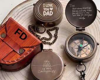 Dad Christmas Gift, Your Actual Handwriting Compass, Father Christmas Gift, Engraved Compass, Custom Compass, Personalized Brass Compass