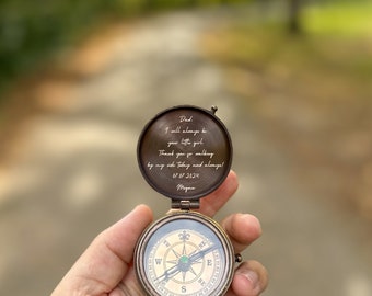Gift for Father of the Bride, Wedding Gift from Daughter, Wedding Gift for Dad, Daddy's Girl, Your Actual Handwriting Compass, Engraved