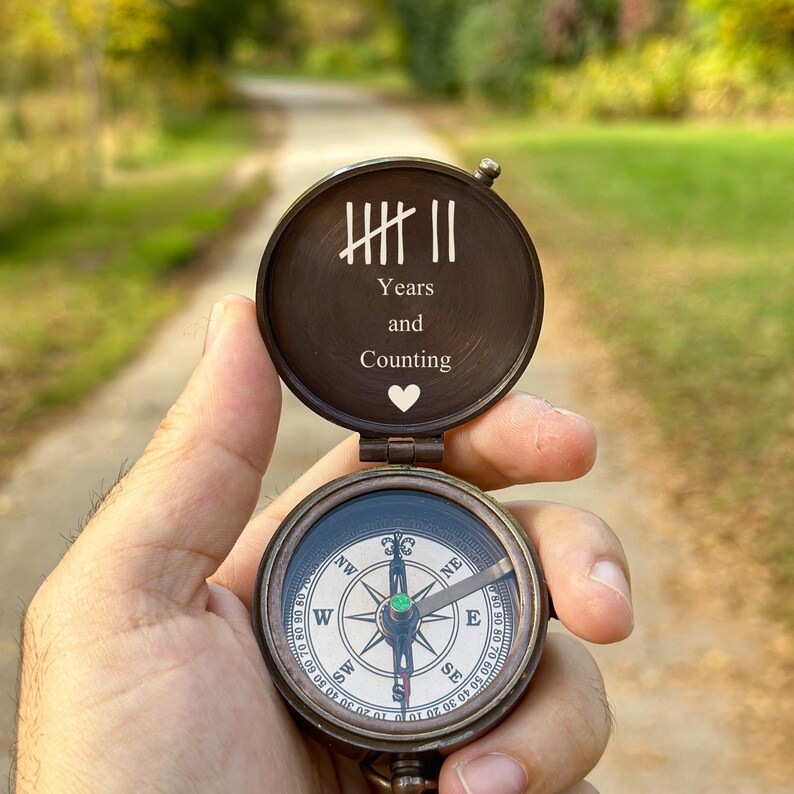 Anniversary Gift for Him, Brass Compass, Personalized Compass, Engraved Gift, Groomsmen Compass, Men Compass, Boyfriend Gift, Gift for Dad image 3