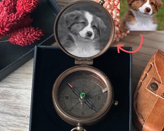 Dog Memorial Gift from Photo, Custom Pet Compass, Dog Passing Away Gift, Pet Memorial Compass, Dog Loss Sympathy Gift, Pet Photo Compass