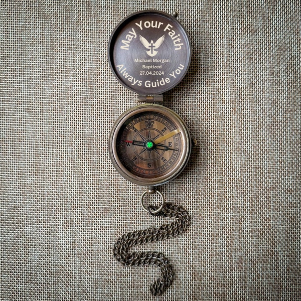 Baptism Gift Boy, Engraved Compass, Engraved Compass for Baptized, Gift for Grandson, Mormon Baptism Gifts, Religious Gift, First Communion