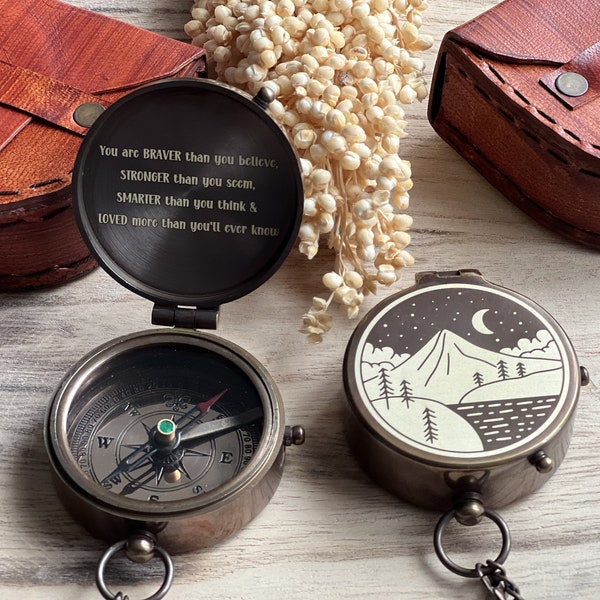 You Are Braver Than You Believe, Stronger Than You Seem, Inspirational Compass, Gift for Son, Gift for Girl, Graduation, Encouragement