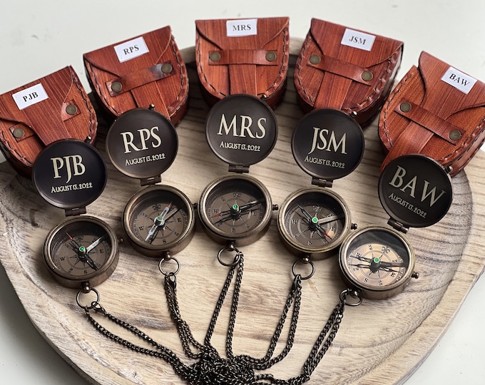 Groomsmen Gifts, Personalized Groomsmen Gift,  Engraved Compass, Wedding Favors for Guests in Bulk Made to Order, Best Man Gift, Custom